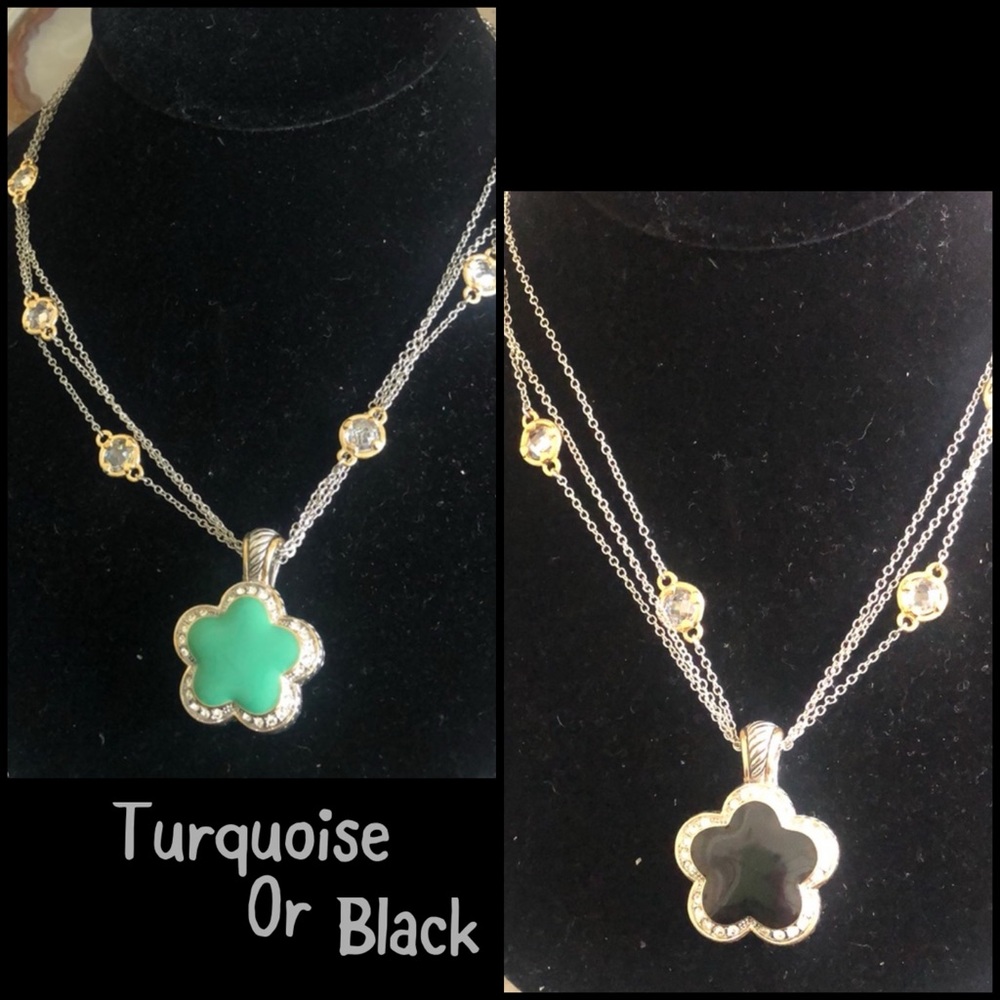 Enamel Flower Necklace w/ Two Tone Metal, Boutique-NWT